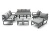Fimous Garden Sofa Set Aluminium Furniture Rising Dining Tabe Set with 2 Chair 3 Footstools Dark Grey