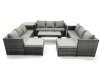 Fimous Outdoor Garden Furniture Set 7 Pieces Rattan Sofa Set with Coffee Table 2 Big Footstools Side Table Dark Grey Mixed