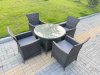 Fimous 5-Piece PE Rattan Garden Furniture 4 Seater Garden Medium Round Table and Chairs for Patio Dark Grey Mixed