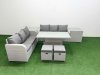 Fimous Outdoor Garden Furniture Sets 8 Seater Wicker Rattan Furniture Sofa Sets with Adjustable Lifting Dining or Coffee Table high Back Lounge Sofa Stools 2 Side Table Light Grey