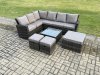 Fimous Rattan Garden Furniture Set Outdoor Lounge Corner Sofa Set With Square Coffee Table 3 Footstools 9 Seater Dark Grey Mixed