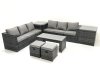 Fimous Garden Outdoor Rattan Furniture Set with Sofa Coffee table 2 Small Footstools 2 Side Tables Dark Grey Mixed