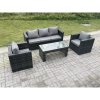 Fimous Lounge Rattan Sofa Set Outdoor Garden Furniture With 2 Chairs Oblong Rectangular Coffee Table