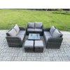 Fimous 8 Seater Outdoor Garden Furniture Sets Wicker Rattan Furniture Sofa Sets with Square Coffee Table Love seat Sofa 2 Small Footstools