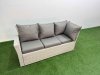 Fimous Rattan Corner Sofa Chair Set Outdoor Furniture Garden Dining Sets Gas Fire Pit Table with Temper Glass Light Grey Mixed