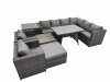 Fimous Rattan garden furniture Patio Furniture Sets with Dining Table 2 Stools Side Table Dark Grey Mixed