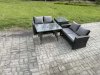 Fimous Garden Furniture Sets 4 Pieces Wicker Rattan Furniture Manual Wicker Patio Sofa Patio Conversation Set with Side Table Dark Grey Mixed