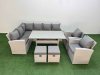 Fimous 10 Seater Rattan Garden Furniture Set Outdoor Patio Dining Corner Sofa Sets with Dining Table 2 Chairs 2 Small Footstool Light Grey Mixed