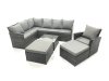 Fimous 9 Seater Outdoor Garden Furniture Set Wicker PE Rattan Corner Sofa Set with Square Coffee Table 2 Big Footstool Dark Grey Mixed