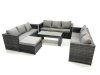 Fimous Outdoor Garden Furniture Set 10 Seater Rattan Sofa Set with Coffee Table Big Footstool Dark Grey Mixed