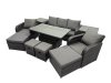 Fimous Rattan Garden Furniture Dining Set 8-seater Patio Height Adjustable Rising Lifting Table Sofa Set with 2 Side Table 2 Big Footstool Dark Grey Mixed
