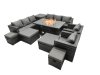 Fimous Rattan Garden Furniture Firepit Dining Set 12 Seater Lounge Sofa Table Set with side table 2 big Footstool