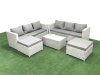 Fimous Garden Outdoor PE Rattan Furniture Set 8 Seater Rattan Garden Sofa Set with 2 Big Footstools Light Grey Mixed