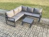 Fimous Outdoor Garden Furniture Set Aluminium Lounge Sofa Square Coffee Table Sets Indoor Conservatory Set Dark Grey