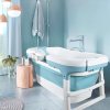 Fimous Foldable Adult Bathtub Body Spa Freestanding Soaking Tub Non-Slip Bathing Shower for Bathroom Blue