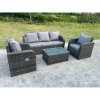 Fimous PE Rattan Garden Furniture Set Adjustable Chair Sofa Lounge Sofa Set Oblong Coffee Table