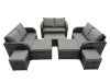 Fimous Outdoor Love Sofa Coffee Table Set Garden Rattan Furniture Set 10 Seater with 4 Stools Dark Grey