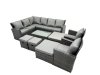 Fimous 12 Seat Rattan High Back Corner Sofa Set Patio Coffee Table Sets with 4 Stools 2 Chairs Dark Grey Mixed