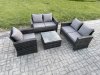 Fimous Outdoor Rattan Garden Furniture Set Conservatory Patio Sofa Coffee Table Set with Chair Dark Grey Mixed