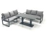 Fimous 6 Seater Aluminium Outdoor Garden Furniture Set with Adjustable Rising Lifting Dining Table 3 Seater Sofa Dark Grey