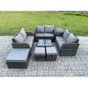 Fimous 9 Seater Outdoor Garden Furniture Sets Wicker Rattan Furniture Sofa Sets with Square Coffee Table Love seat Sofa 3 Footstools Side Table