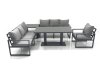Fimous Outdoor Garden Furniture Set Aluminium Lounge Sofa Adjustable Rising Lifting Dining Table Sets with Side Table Dark Grey