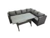 Fimous Rattan Garden Furniture Set Outdoor 8 Seater Patio Dining Corner Sofa Sets with Dining Table Dark Grey Mixed