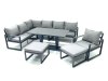 Fimous Aluminum Outdoor Garden Furniture Set Corner Sofa Chair 2 Big Footstools Adjustable Rising Lifting Dining Table Sets Dark Grey