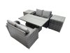 Fimous 4-seater Patio Height Adjustable Rising Lifting Table Sofa Sets Rattan Garden Furniture Dining Set with 2 Side Table Dark Grey Mixed