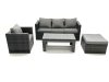 Fimous Rattan Garden Furniture Set Outdoor Lounger Sofa with Coffee Table Armchair Big Footstool Dark Grey Mixed