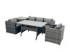 Fimous Outdoor Dining Table Sofa Armchair Set with Side Table Garden Furniture Set Dark Grey Mixed