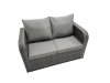 Fimous 8 Seater Garden Outdoor Rattan Furniture Set Rattan Sofa Oblong Dining Table with 2 Big Stools 2 Side Table Dark Grey