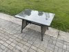 Fimous Outdoor Furniture Garden Dining Set Rattan Corner Sofa Chair Set Rectangular Dining Table with Temper Glass Dark Grey Mixed
