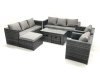 Fimous Rattan Garden Furniture Sofa Set with Coffee table Armchair 3 Footstools Dark Grey Mixed