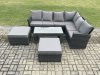 Fimous 8 Seater Wicker PE Outdoor Garden Furniture Set High Back Rattan Corner Sofa Set with 2 Big Footstool Rectangular Coffee Table