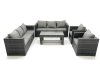 Fimous Rattan Garden Furniture Sofa Set with Coffee table Armchair Dark Grey Mixed