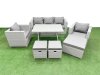 Fimous 8 Pieces Outdoor PE Rattan Sofa Armchair Set Patio Garden Furniture Sets with Cushions 3 Stools Light Grey
