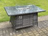 Fimous Outdoor Rattan Garden Furniture Set Gas Fire Pit Rectangular Table Sets Gas Heater with 6 Seater Dining Cahirs Dark Grey Mixed