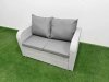 Fimous 6 Seater PE Wicker Rattan Furniture Sofa Sets with Rectangular Coffee Table 2 Seater Love Sofa Side Table Light Grey