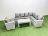 Fimous Rattan Garden Furniture Set 4 Pieces Outdoor Garden Sofa Oblong Coffee Table Set with Chair Light Grey Mixed