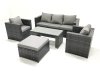 Fimous Rattan Garden Furniture Set Outdoor Lounger Sofa with Coffee Table 2 Armchair Big Footstool Dark Grey Mixed