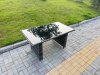 Fimous Rattan Garden Furniture Dining Set 6-seater Patio Black Glass Table Chairs Outdoor Dark Grey Mixed