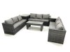 Fimous Outdoor Garden Furniture Set 9 Seater Rattan Sofa Set with Coffee Table Side Table Dark Grey Mixed