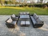 Fimous 10 Seater Rattan Outdoor Garden Furniture Sofa Set Patio Table & Chairs Set with 3 Seater Sofa Rectangular Dining Table 2 Small Footstool Dark Grey Mixed