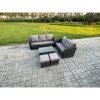 Fimous 7 Seater Rattan Wicker Garden Furniture Patio Conservatory Sofa Set with Rectangular Coffee Table 3 Seater Sofa Love Sofa 2 Small Footstools