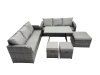 Fimous Garden Rattan Outdoor Furniture Set 9 Seater with 3 Seater Sofa 3 Stools Dark Grey