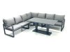 Fimous 7 Seater Outdoor Aluminum Garden Furniture Set Corner Sofa Adjustable Rising Lifting Dining Table Sets Dark Grey