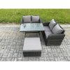 Fimous Outdoor Garden Furniture Sets 4 Pieces Wicker Rattan Furniture Sofa Sets with Rectangular Dining Table Love Sofa Big Footstool