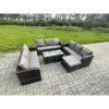 Fimous 12 Seater Rattan Garden Furniture Set Indoor Outdoor Patio Sofa Set with Coffee Table 3 Footstools Dark Grey Mixed