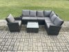 Fimous Wicker PE Outdoor Garden Furniture Set High Back Rattan Corner Sofa Set with Armchair Square Coffee Table